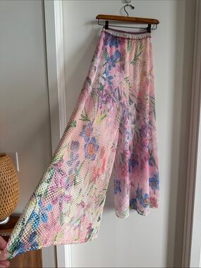 PatBO Cream Knit Wide Leg Pants in 🌺Colorful 🌼 Floral Print